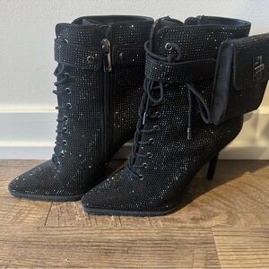 Jennifer Lopez Black Sparkle Heeled Boots